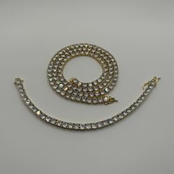 Moissanite Iced Out Tennis and Gold 5mm 22” & 7” Brand New VVS1 Shirt