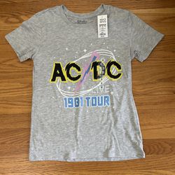 AC/DC Tshirt Women’s Small Gray Band Tee Casualwear Crew Neck Shirt Top NWT