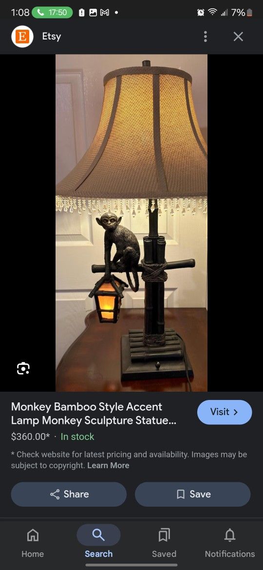 Vintage monkey lamp selling online for Over $300