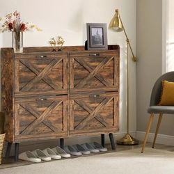 Brand New In Box Pull Out/4 flip Door Shoe Storage Great For Hallway,Entryway, Bedroom 