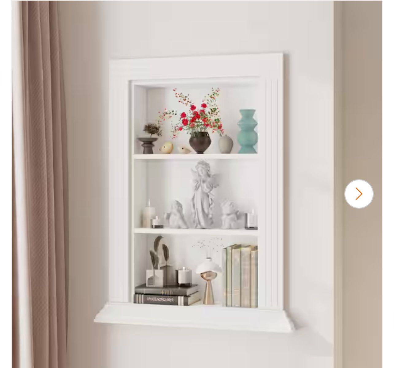 FUFU&GAGA White 27.3 in. H Storage Cabinet Built in Cabinet Wall Niche, 3-Tier Display Shelf, for Place Statues, Shrines, Decor KF210321-01