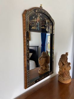 Black Lacquer Trumeau Mirror