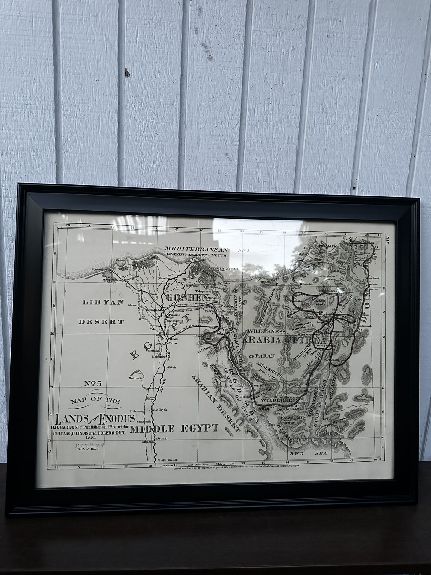 Map Of The Lands Of The Exodus Framed Wall Art Decor