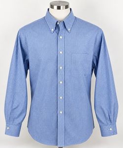 Brooks Brothers The Original Polo Shirt 17-34 Blue Check Traditional Fit Non Iron