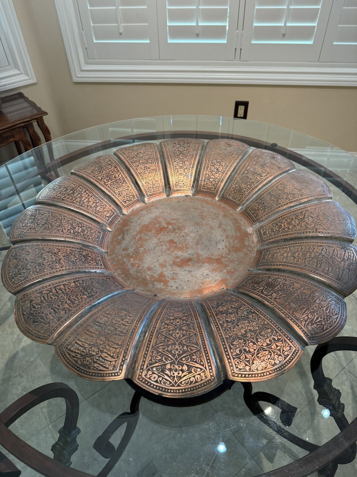 Amazing Antique Copper Tray From Persia