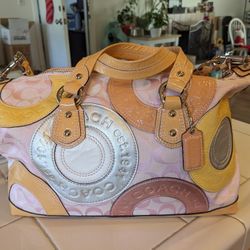 Coach Ashley Patchwork Metallic Canvas Jacquard Satchel/Tote