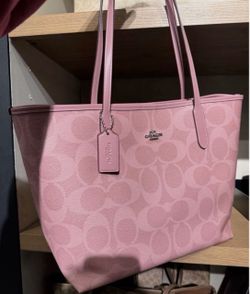 COACH City Tote Bag Signature Canvas Powder Pink CAL49
