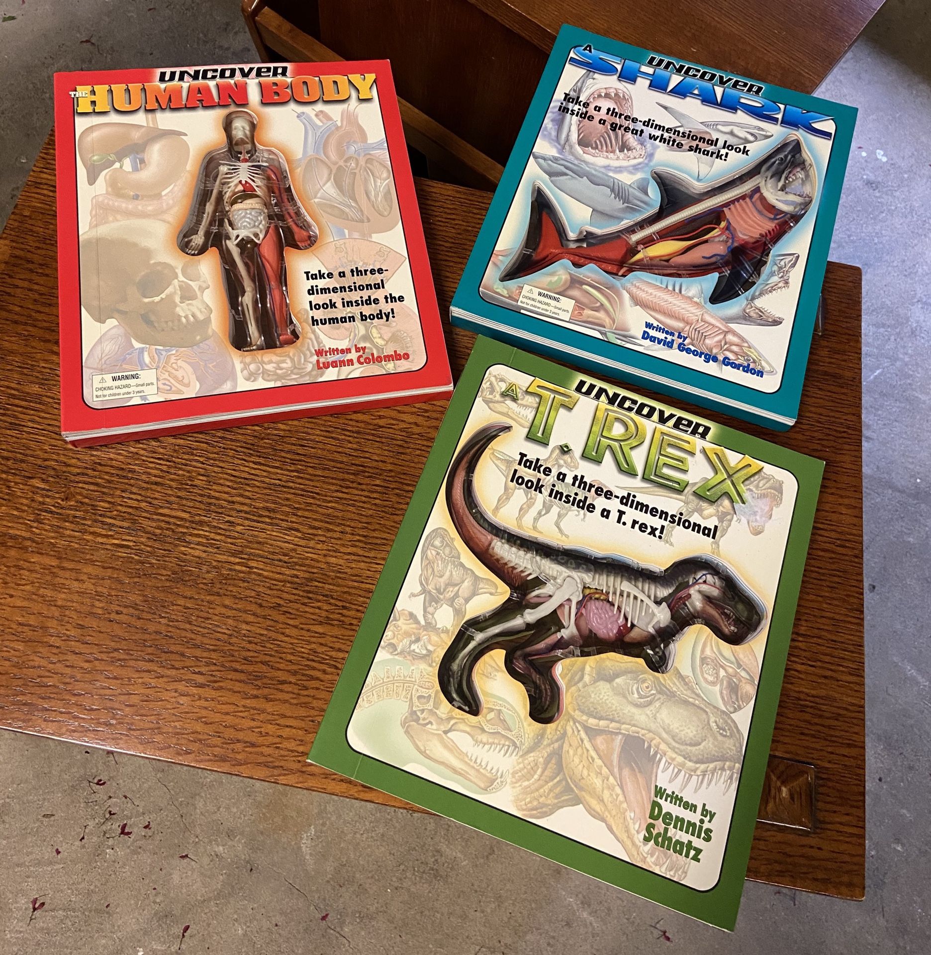 3-D books - Shark, Trex and Human Body - all three for $15