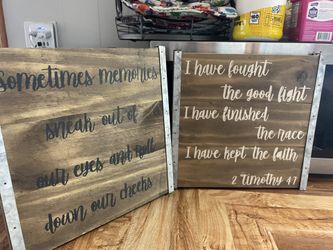 2 Wooden plaques for Memorial Service - 12”x12” $6 - 67th ave/Bell 