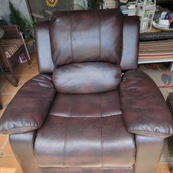 Faux Brown Leather Recliner 