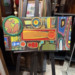 Local artist abstract design oil on canvas 30 by 15