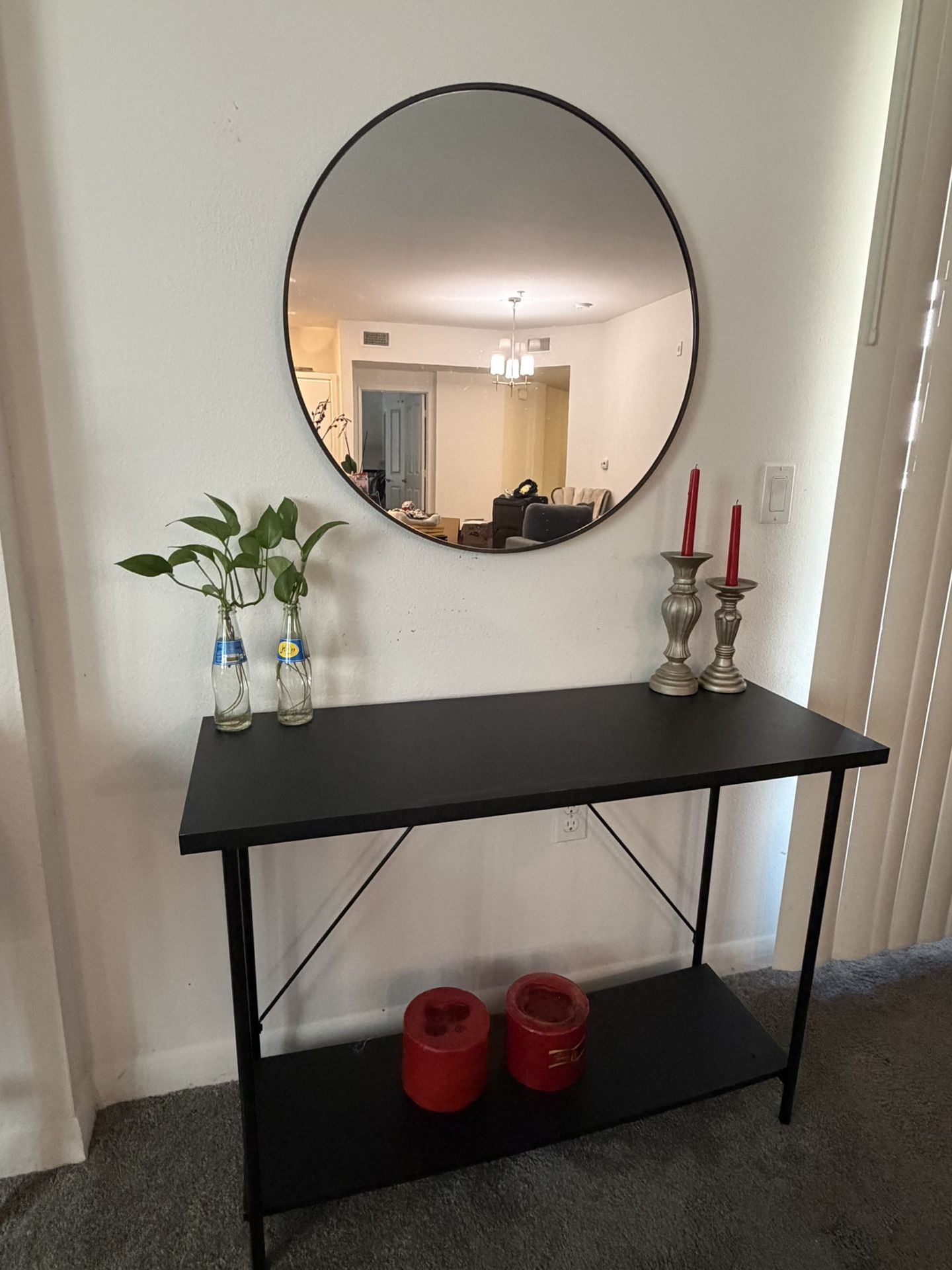 Console Table with Round Mirror