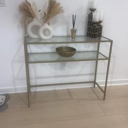 Gold Table Console With Glass