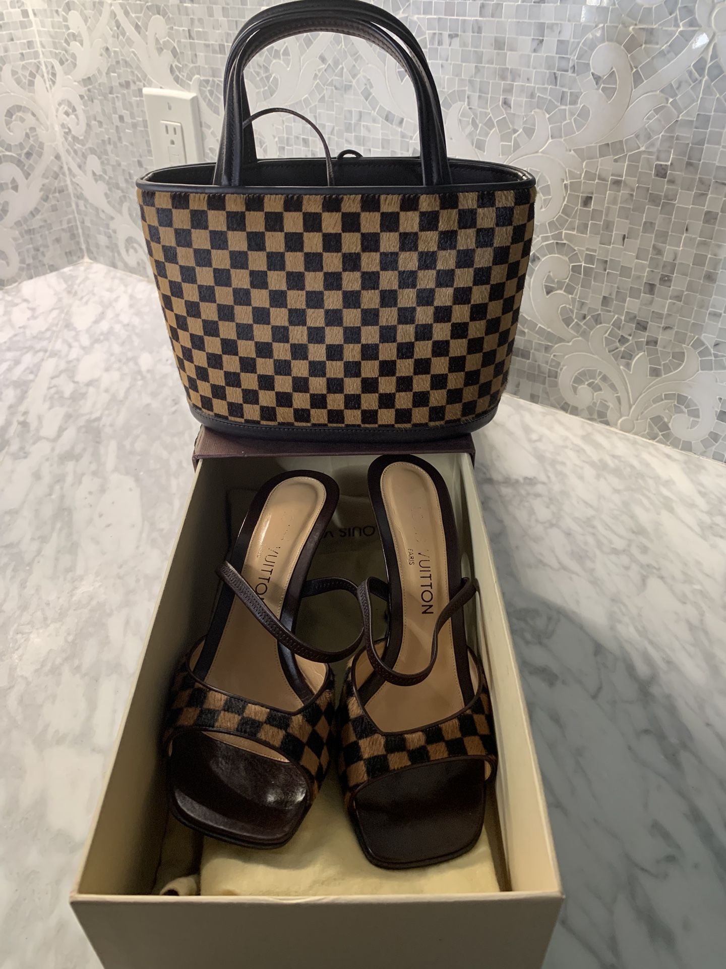 Bundle: Vintage LV Pony Hair Pumps With Matching Mini Hand Bag 