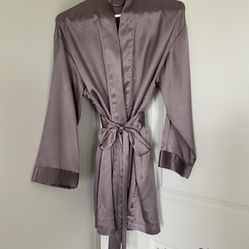 Victoria Secret Gray Satin Robe