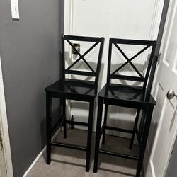 Black solid wood bar stools with backrest 