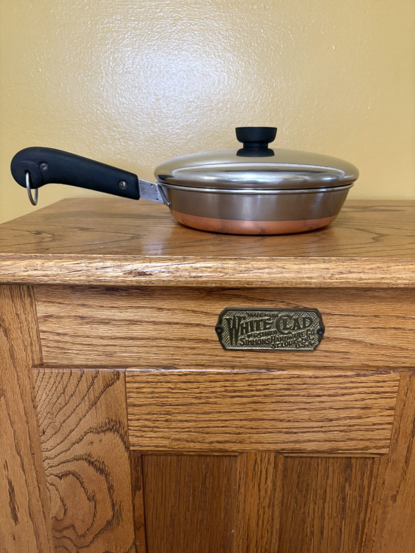 Vintage 8” Revere Ware Copper Bottom Skillet With Lid. P