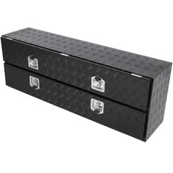 Aluminum Truck Tool Box w/Two Door,5 Bar Tread Truck Storage box w/Lock For Organization,Multifunction Black 60"x21"x15" Truck Toolboxes, For Truck,Tr