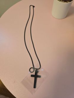 Black Cross Pendant Necklace