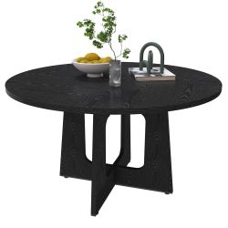 Spiced Round Dining Table for 4 - 47 Inch Farmhouse Kitchen Table, MDF Circle Table with Wood Grain Finish, 300lb Weight Capacity, Easy Assembly for D