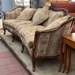 Victorian-Style Carved Walnut Couch With Damask Pattern Upholstery $3500 OBO!