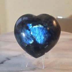 0.8 Lb (342g) Labradorite Heart Quartz Crystal 