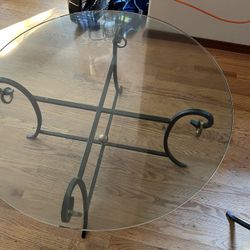 Glass Cafe Table (Diameter 36 In H 20 In) With Glass Side Table (Diameter 30 In H 26 In)