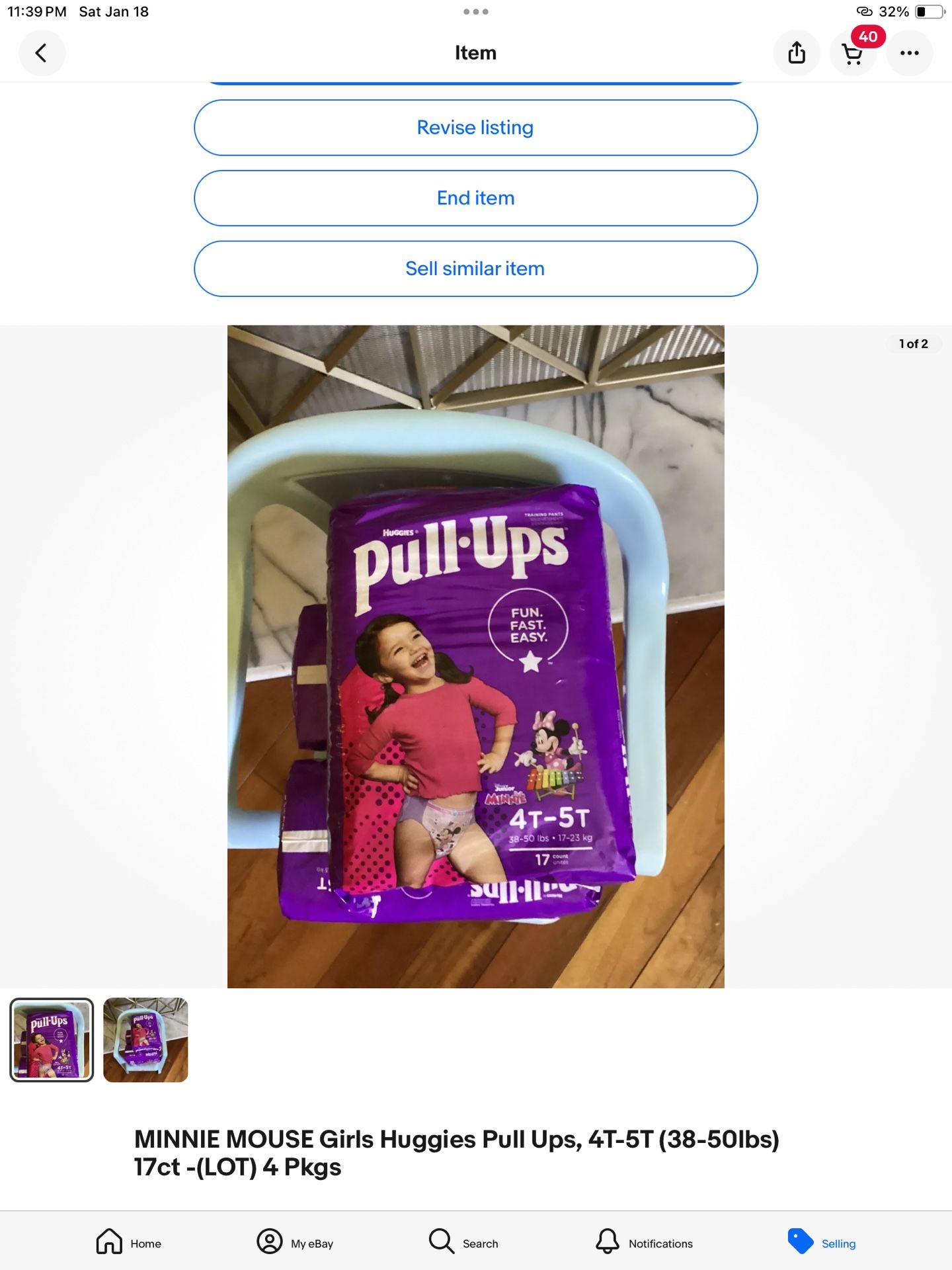 MINNIE MOUSE Girls Huggies Pull Ups, 4T-5T (38-50lbs) 17ct -(4 Packages)