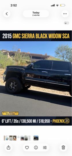 2015 GMC Sierra Black Widow SCA Z71 4x4