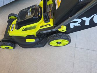 NEW Ryobi ONE+ HP Brushless 16" Push Lawn Mower battery, charger and bag