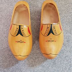 Vintage Dutch Hand Carved Wood Shoes / Clogs