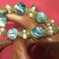 Peridot, Pearl & Glass Bracelet 