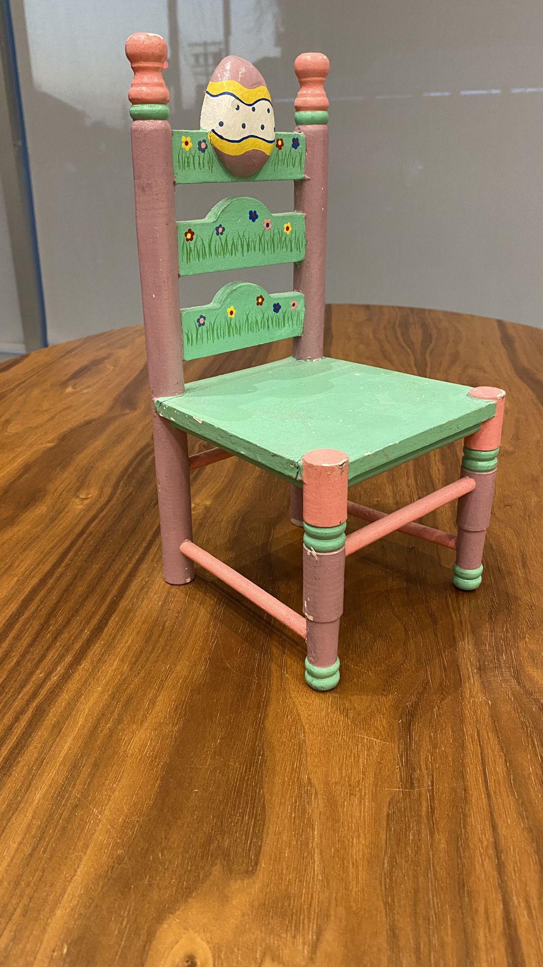 Vintage Wooden Doll Chair. Hand Painted 12”x6”x6” 