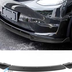 Fits 20-23 Tesla Y PP Matte Black Front Bumper Splitter Lip Spoiler 3PCS