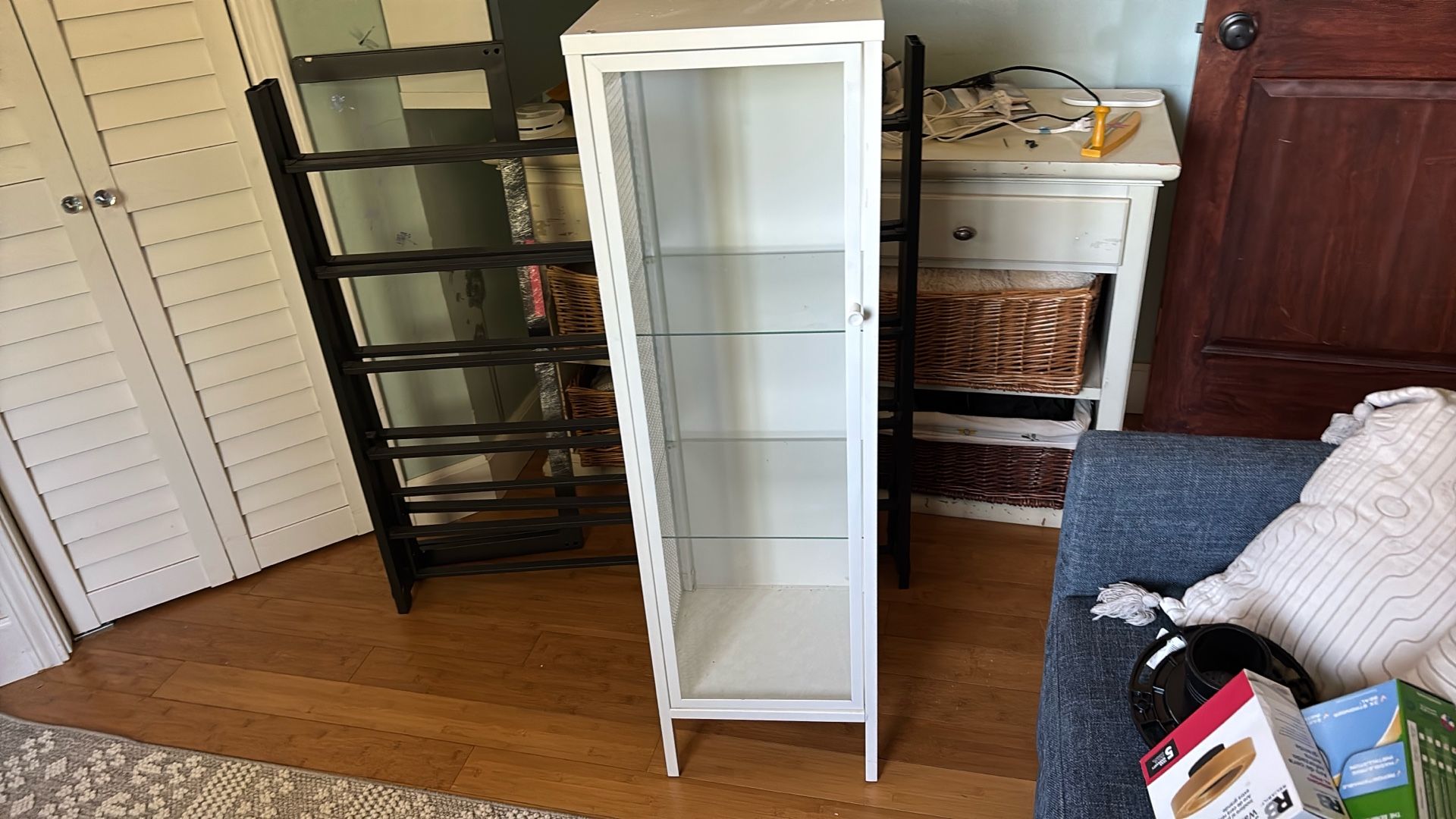 Metal Cabinet With Glass Shelves
