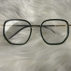 Women's Square Acetate Glasses with a green frame