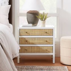 Set of 2 White Woven-Front Nightstands – Studio McGee for Threshold (Orig. $560)