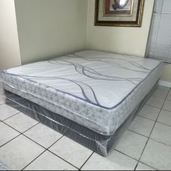 New Queen Mattress And Boxspring Set FREE SAME SAY DELIVERY