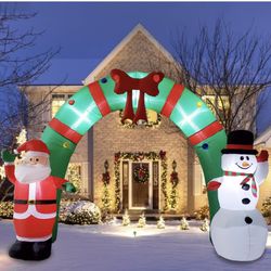 Poptrend Inflatable Christmas Decorations 8 Foot Inflatable Christmas Arch – Christmas & X’mas Yard Inflatables with Bright LED Christmas Lights
