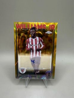 2025 NICO WILLIAMS 02/50 AUTO TOPPS CHROME UEFA EUROPA LEAGUE LAVA GOLD