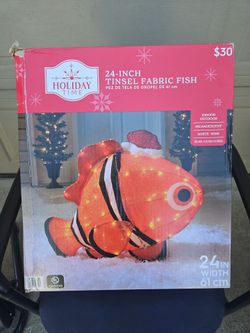 Holiday Time 24-Inch Tinsel Fabric Fish Decoration