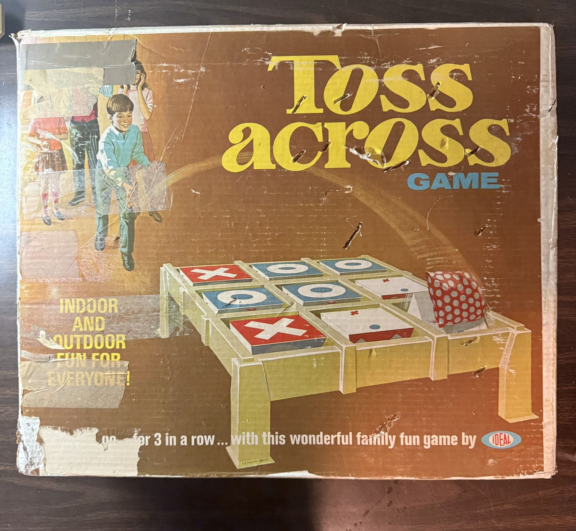 Vintage 1969 Ideal Toss Across Full Sized Game Original Box, 7 Original Bags