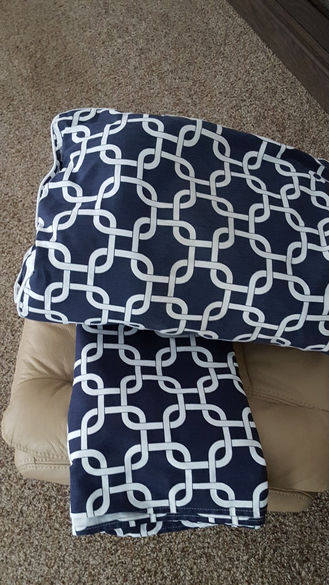 Navy & White baby railing cover and dust ruffle