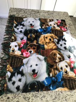 Handcrafted fleece blanket 3’x5’ puppies dogs