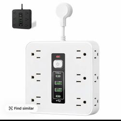 4-2 S Standard 16-in-1 Power Strip with 12 AC Outlets 2 USB Ports & 2 Type-C Ports for Home Office & Travel Simultaneous Charging of Multiple Devices