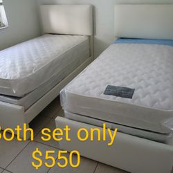 $550 For Two Twin Beds With Two Mattress And Two Box Spring Brand New Free Delivery