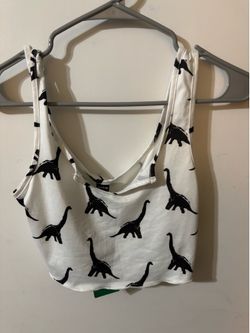 Black and white Dino nuggets crop top tank