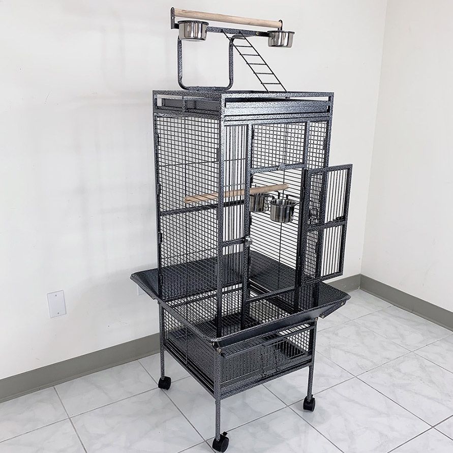(NEW) $125 Large 61” Tall Bird Cage with Rolling Stand Playtop for Parakeets Parrots Conures Cockatiel