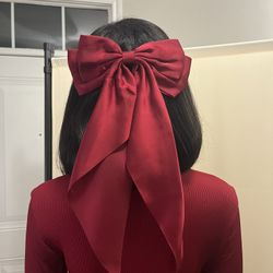 🎀 Stunning Oversized Red Satin Hair Bow