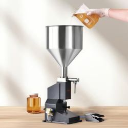 190* Pneumatic Paste Liquid Filling Machine, 5-50ml Bottle Filler, Bottle Filling Machine, Stainless Steel Liquid Filler with Pedal for Milk Water Jui